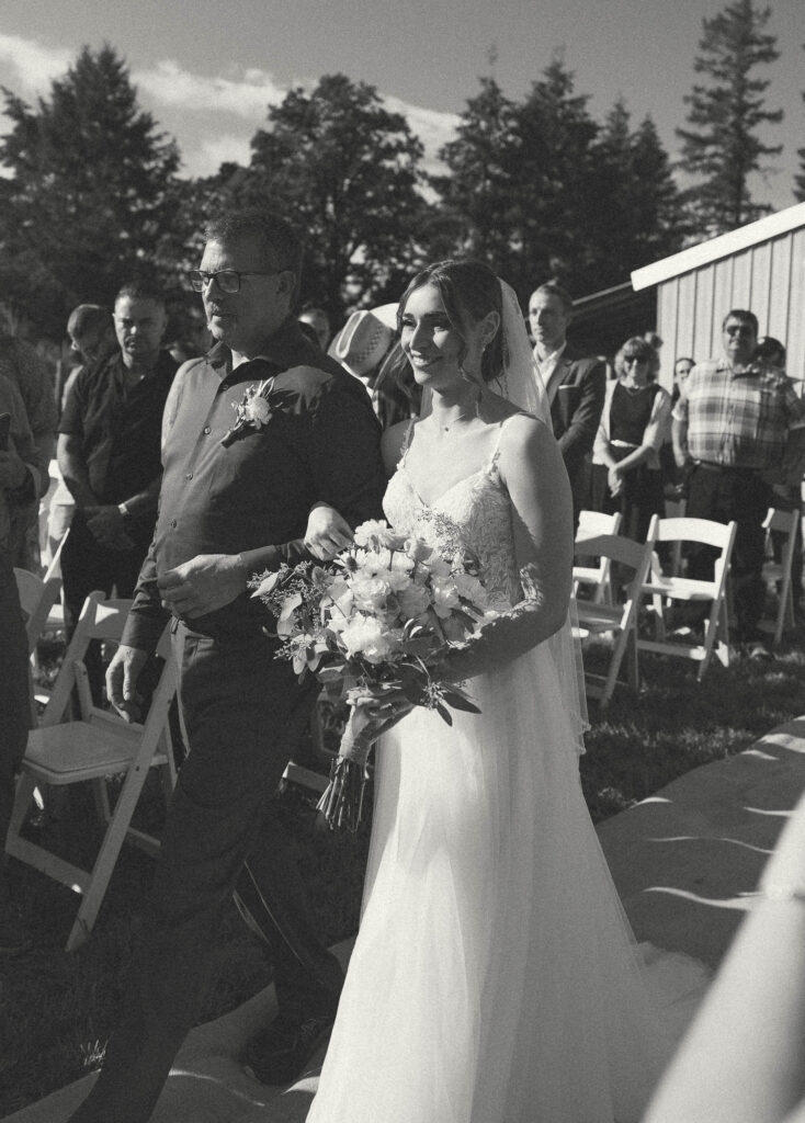 a blushing bride about to say I do