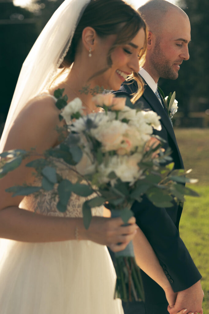 bride and groom walking back down the aisle