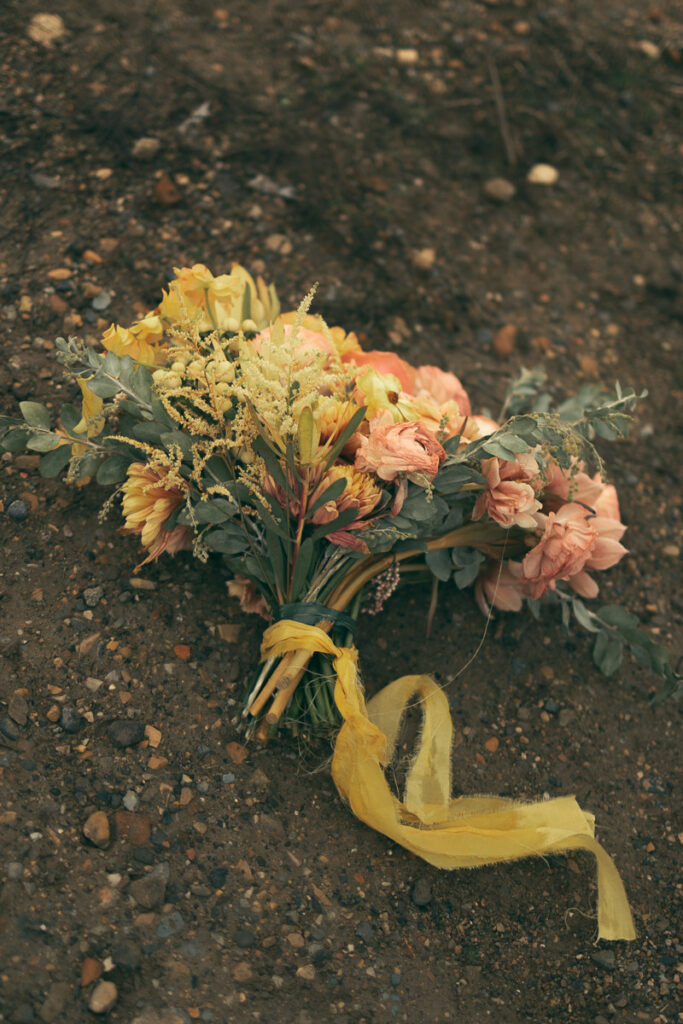 detail photo of bride's floral bouquet