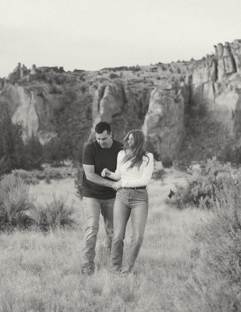 future bride and groom taking their engagement photos