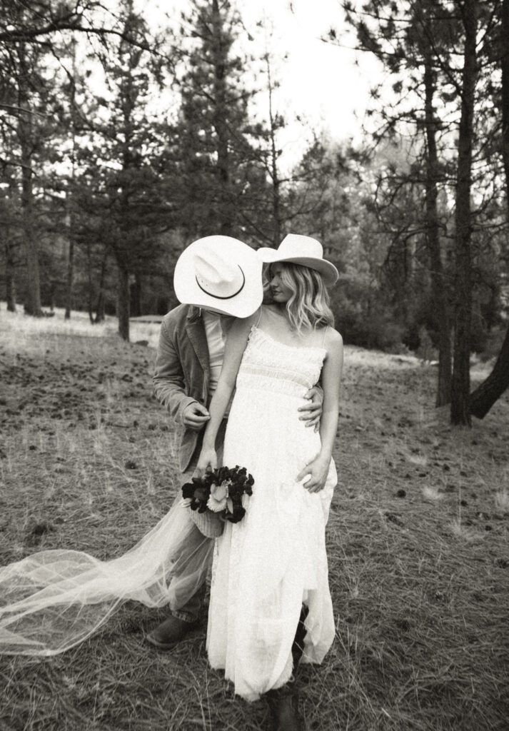 editorial western bride and groom photo