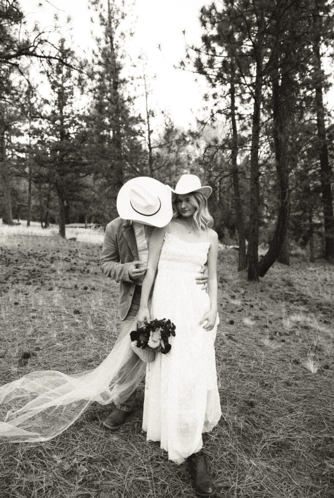 western bride and groom in bend oregon