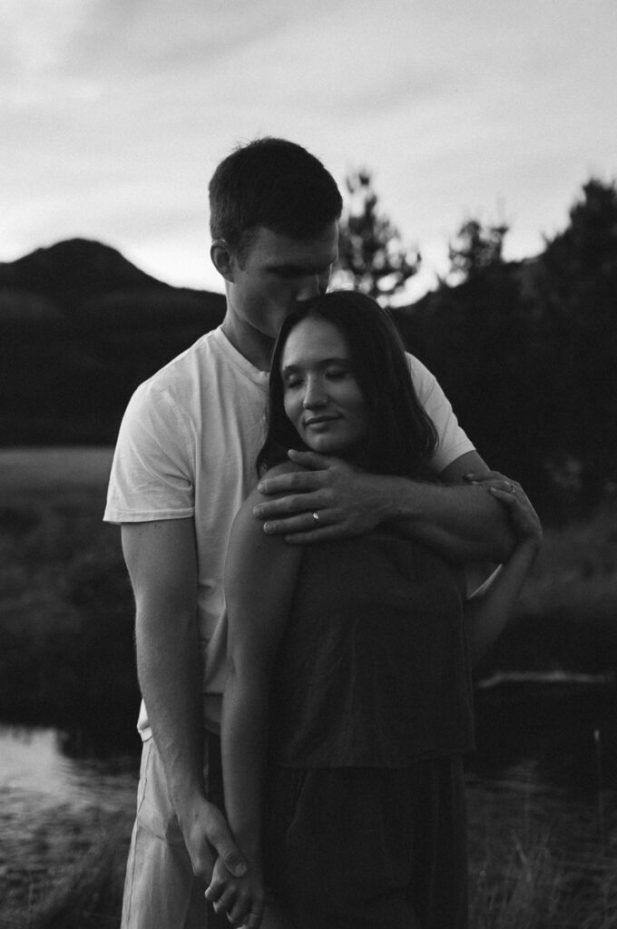 moody engagement photo