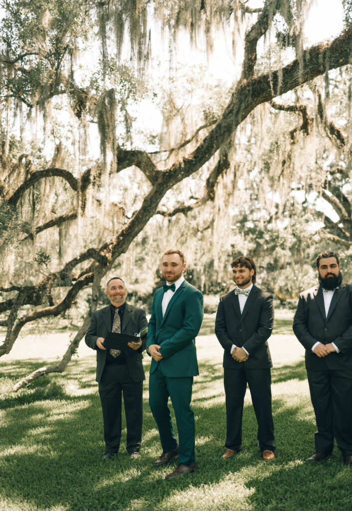 groom sees his bride at ceremony for the first time