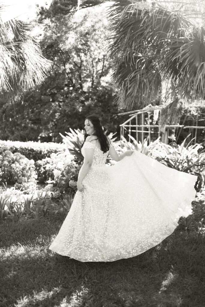 bride spinning in her dress