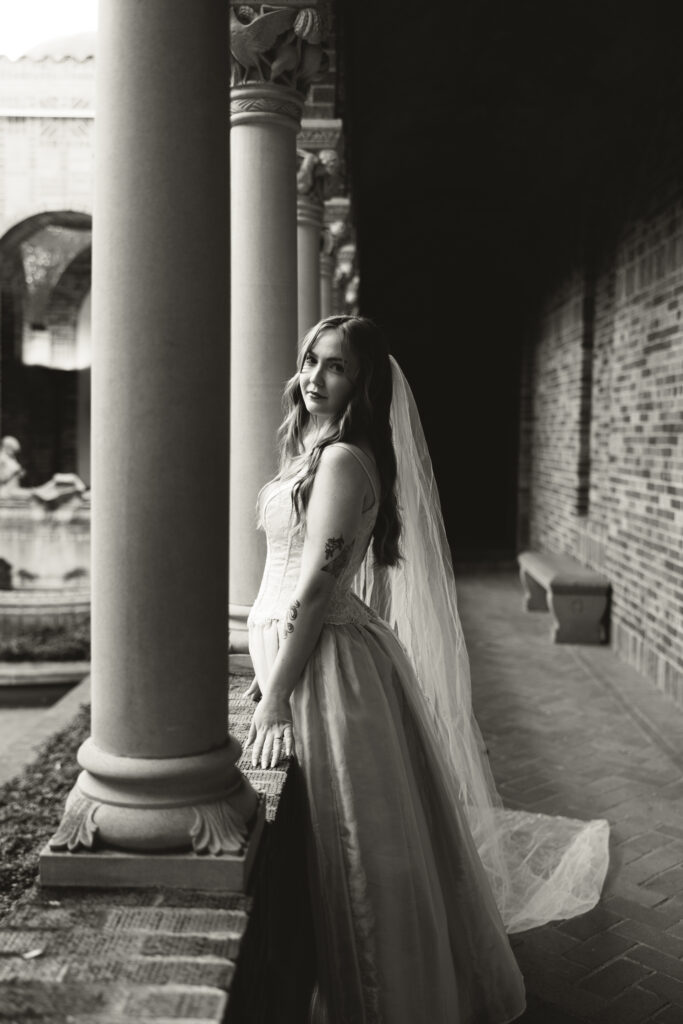 bride looking at camera 