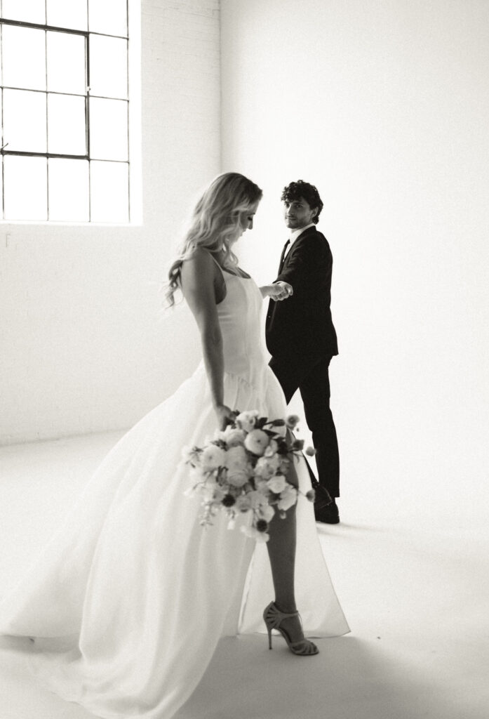 bride and groom walking in a circle