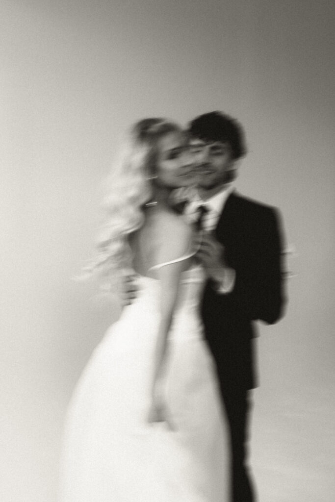 motion blur of wedding couple moving