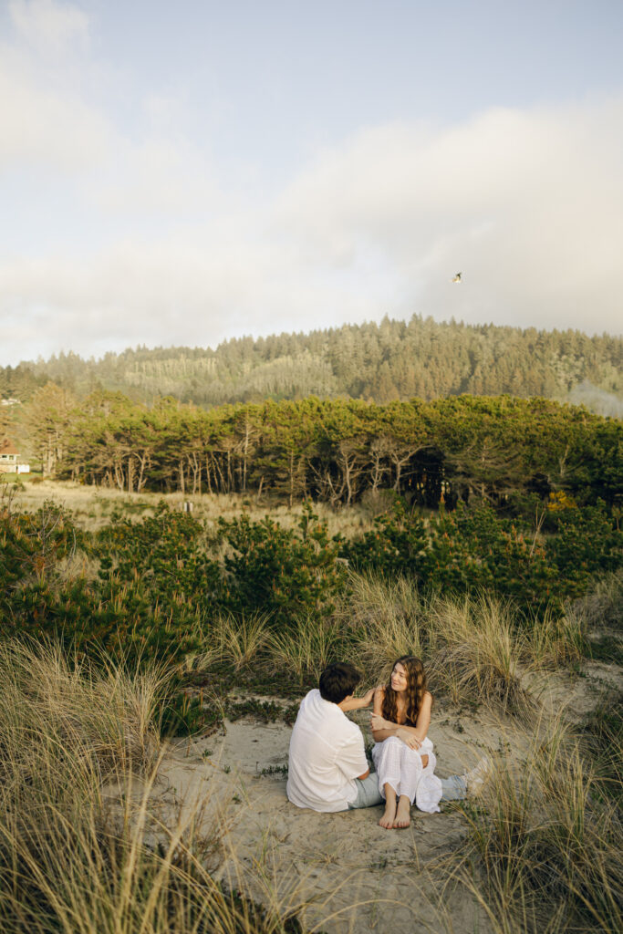 couple sitting at chatting