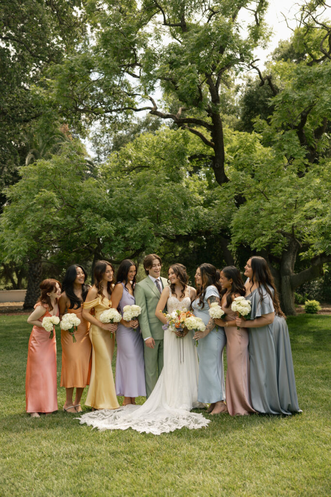 elegant photo of bridal party at sacramento wedding