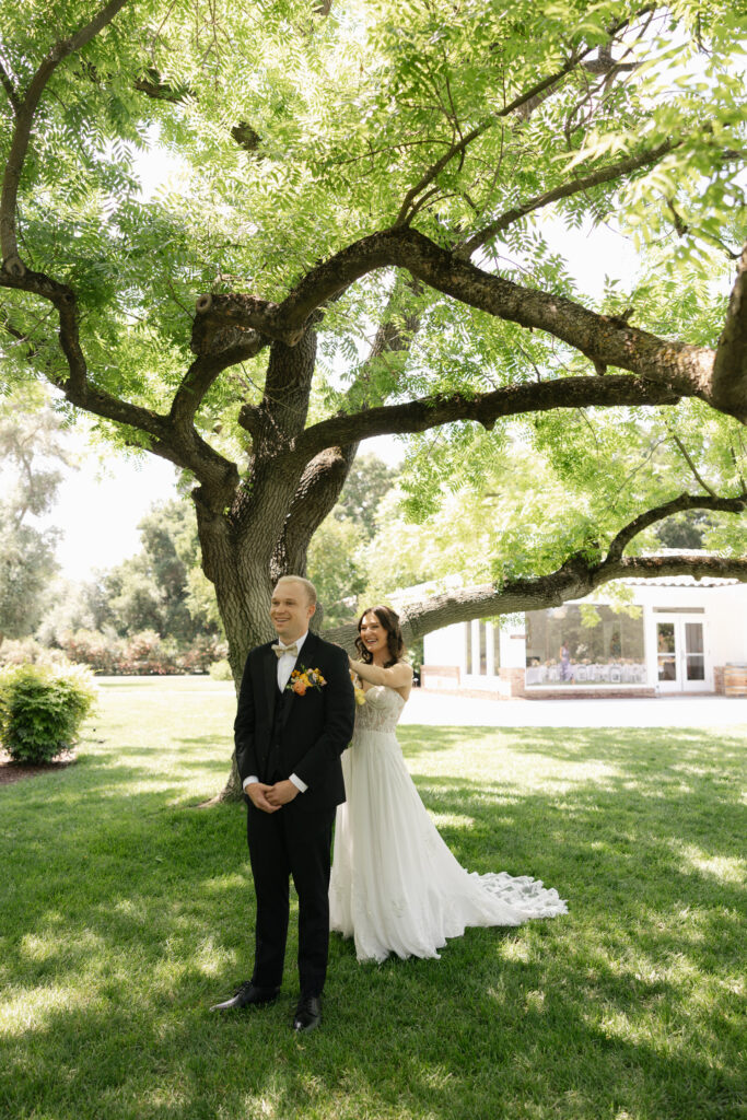 first look of bride and groom