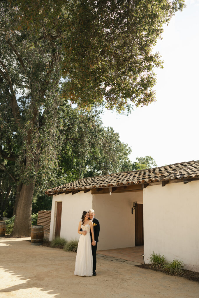 sacramento wedding photo of bride and groom embracing