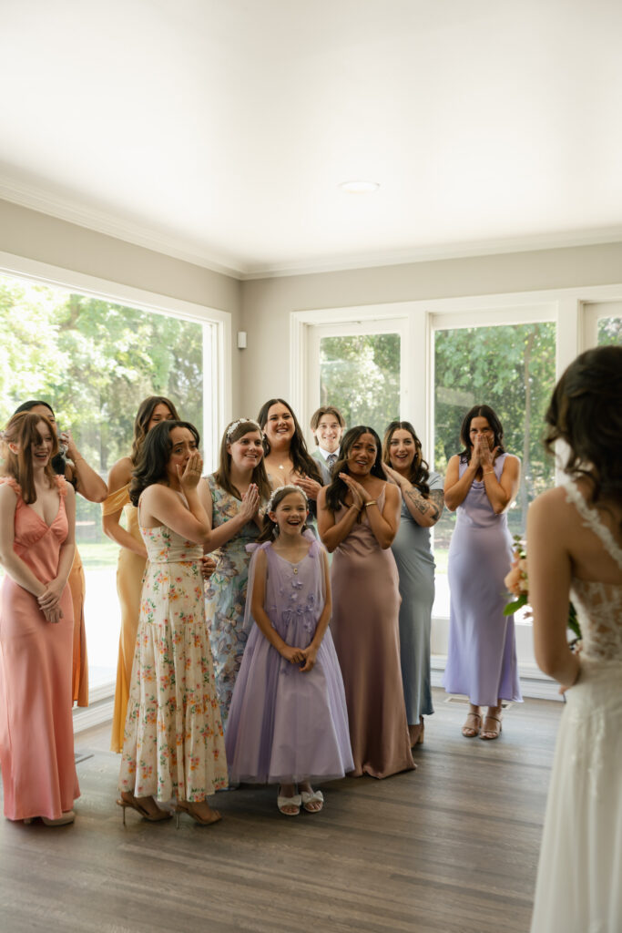 first look with bridemaids