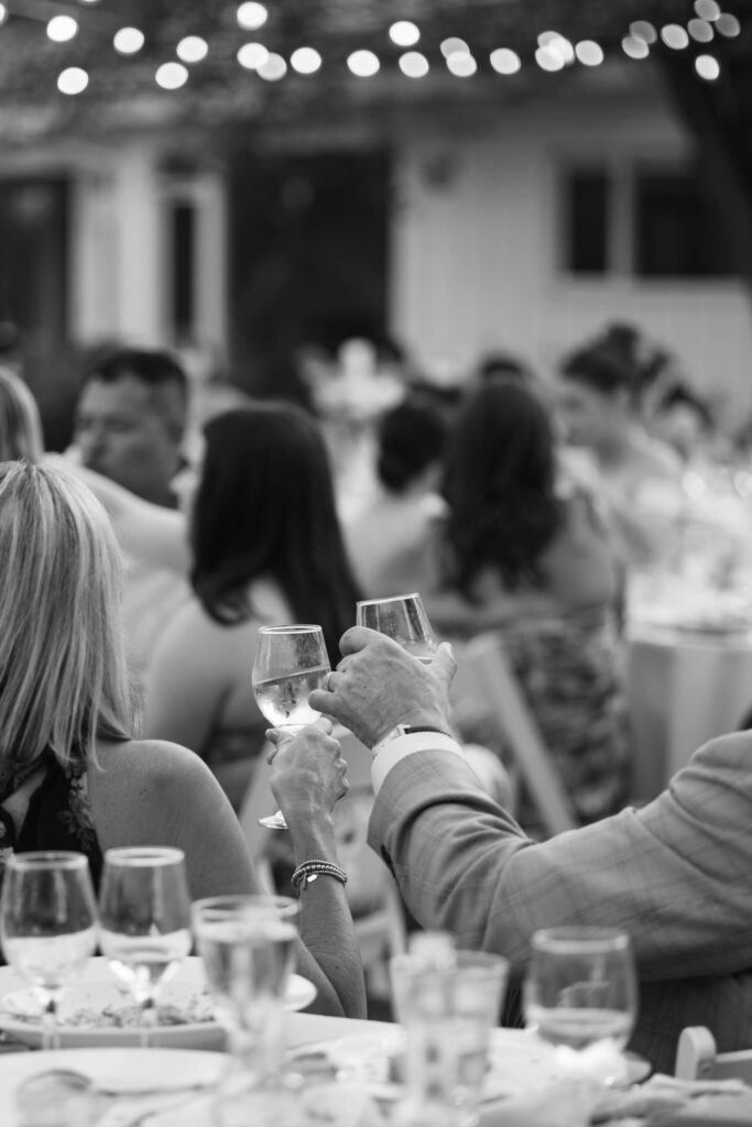 guest cheers glasses after speech