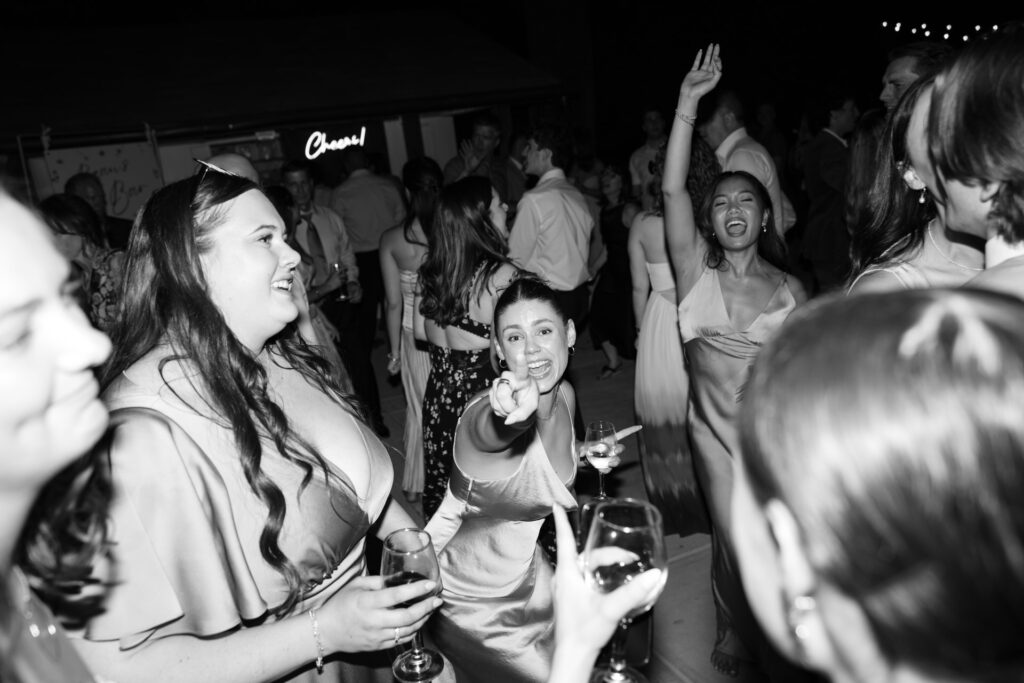flash photos of wedding reception dancing
