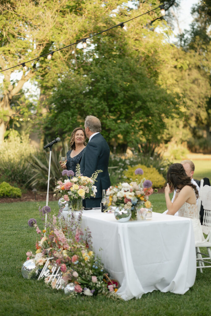 parents give heartfelt speech during sacramento wedding