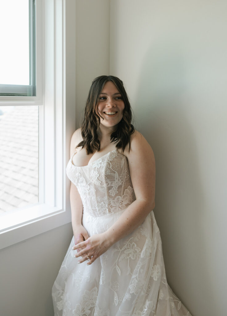 bride looking out