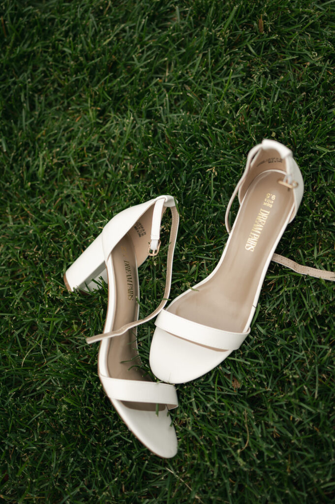 bridal shoes in grass