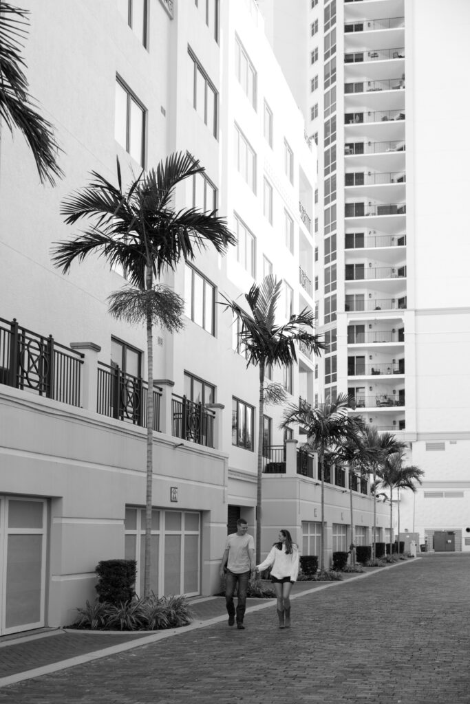 couple walking in street of St Petersburg