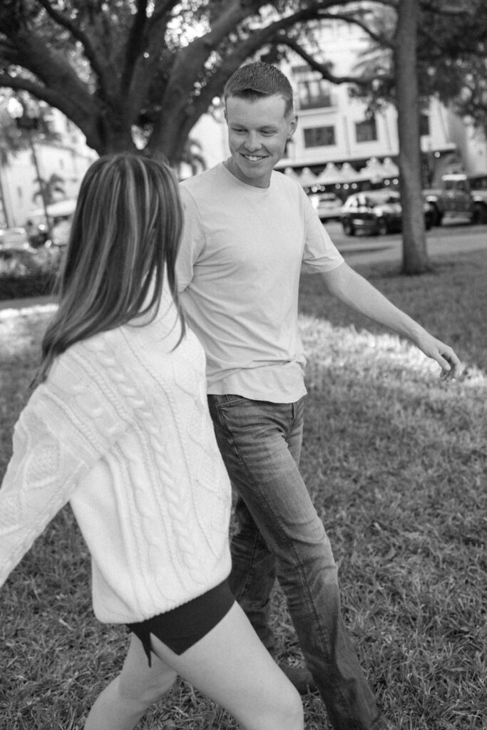 Couple walking in North Straub park in St pete