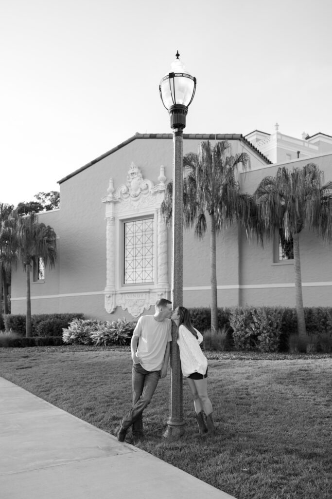couple kissing in front of vinoy in st petersburg