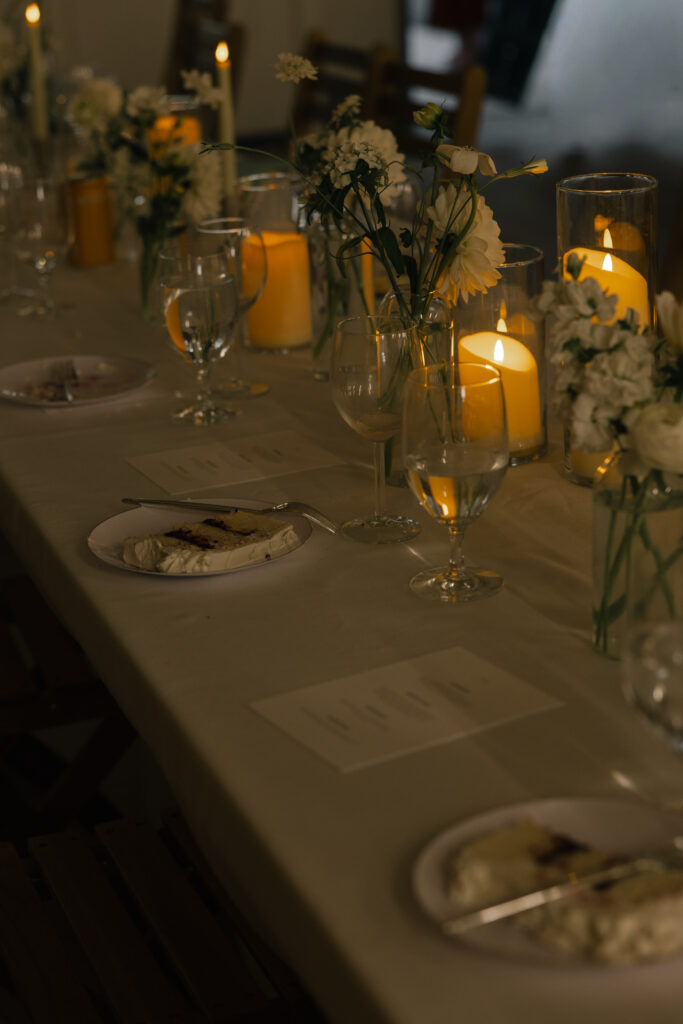 detail photo of reception table with cake